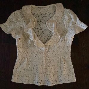 Nanette Lepore cream lace top size 10